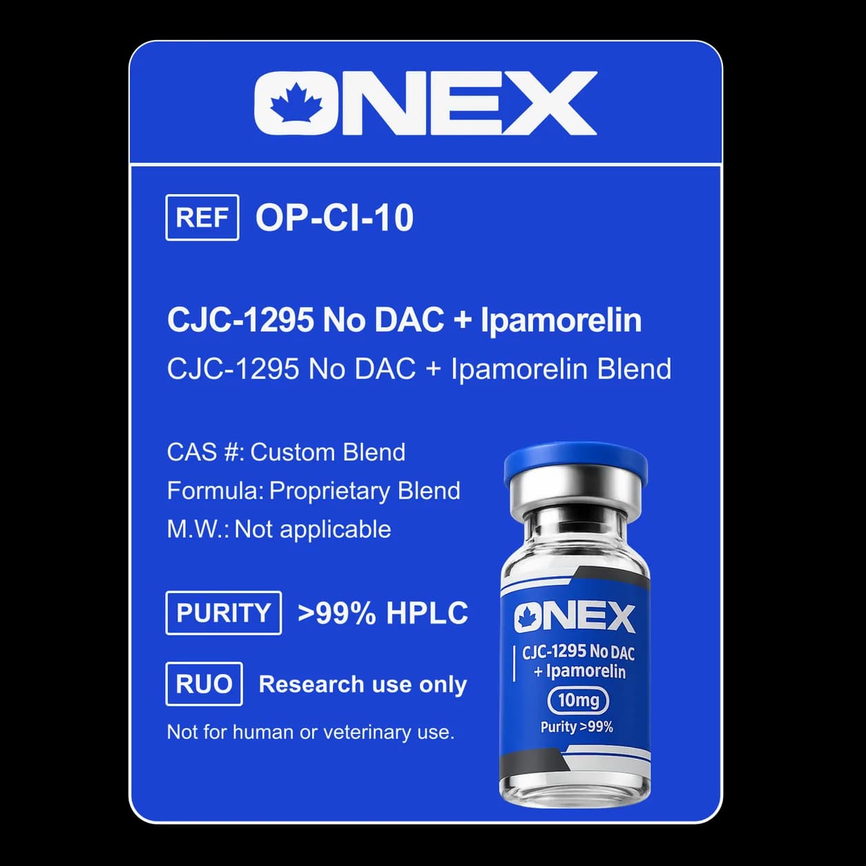 CJC-1295 No DAC + Ipamorelin 10mg (5+5) specification card