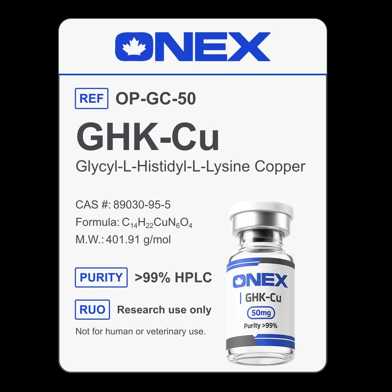 GHK-Cu 50mg specification card