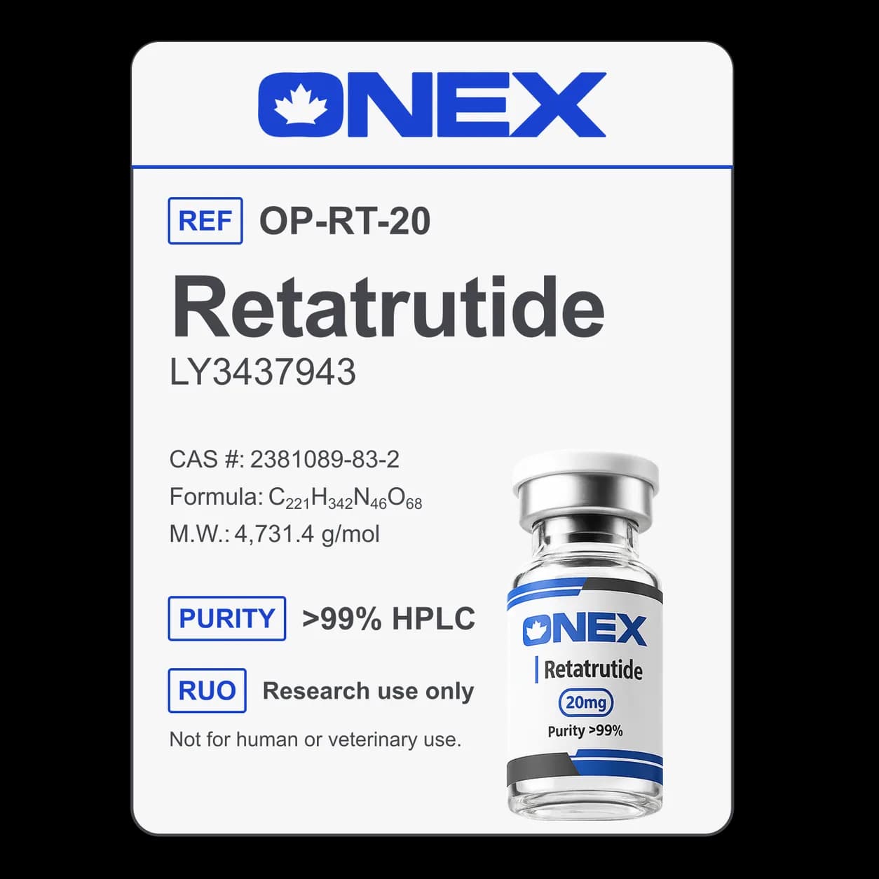 Retatrutide 20mg specification card